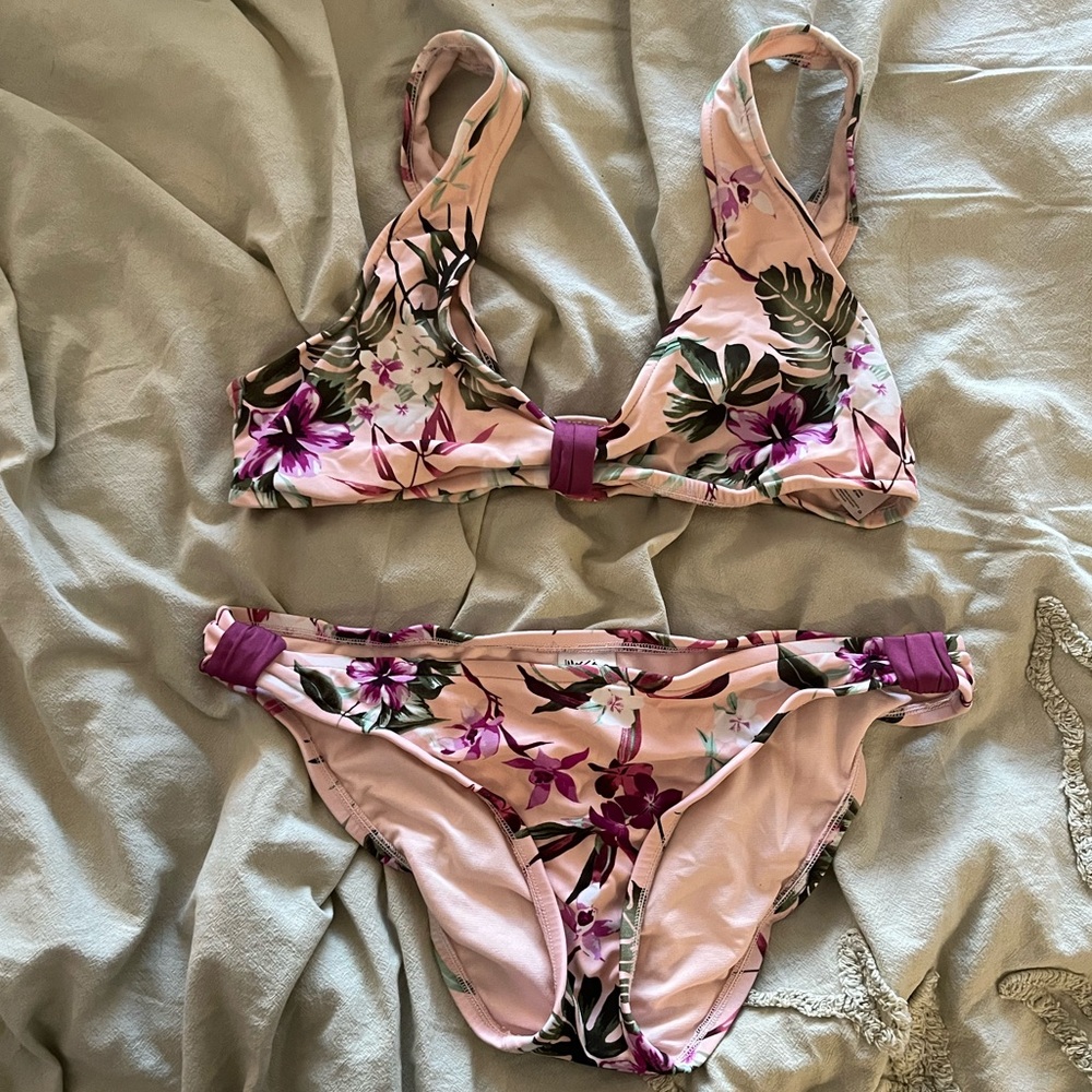 pink floral bikini set